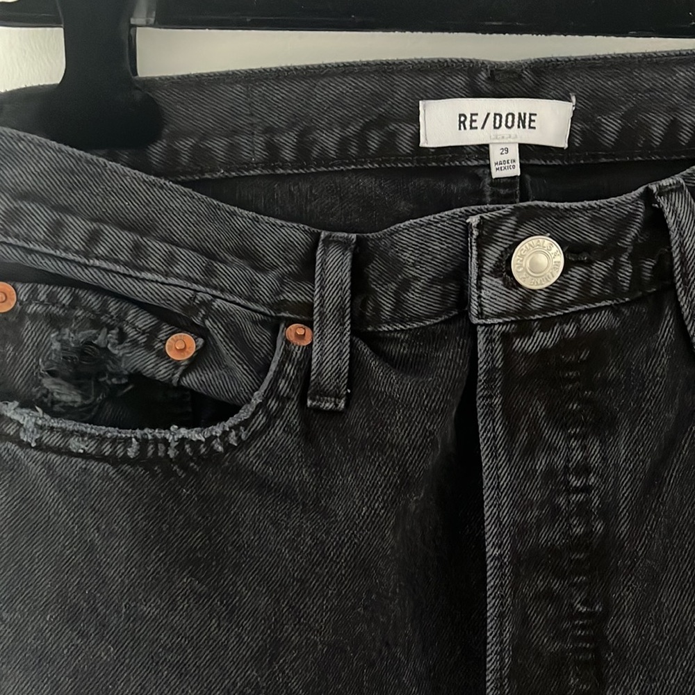 Re/Done High Rise Black Distressed Jeans - Picture 6 of 6